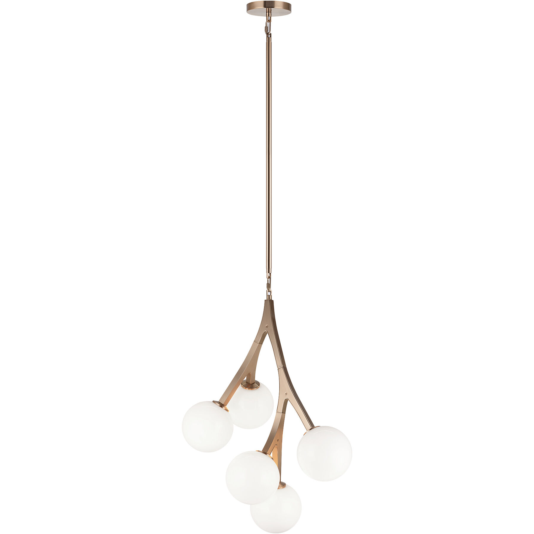 Rami 5 Light 18.25 inch Aged Gold Brass Chandelier Ceiling Light in Aged Gold Brass and Opal Glass