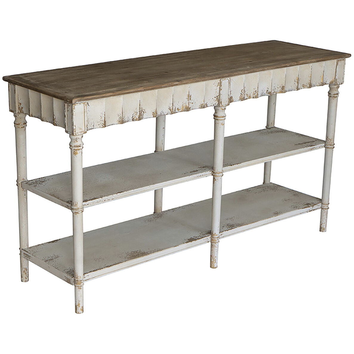 Anita 63 X 19.7 inch Distressed White and Beige Console Table