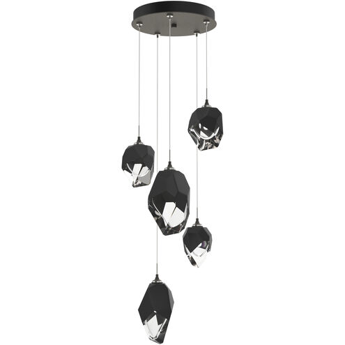 Chrysalis 5 Light 15.7 inch Natural Iron Pendant Ceiling Light in Black Crystal
