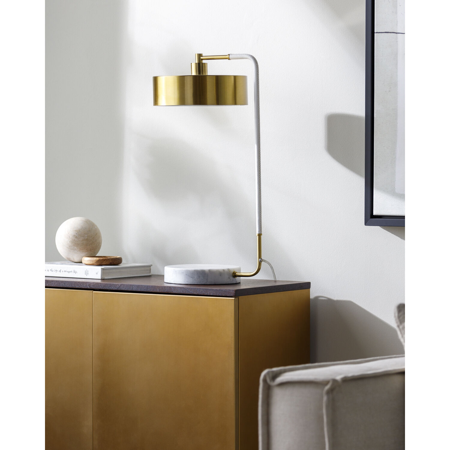 Valo 24 inch 100 watt Gold / White Accent Table Lamp Portable Light