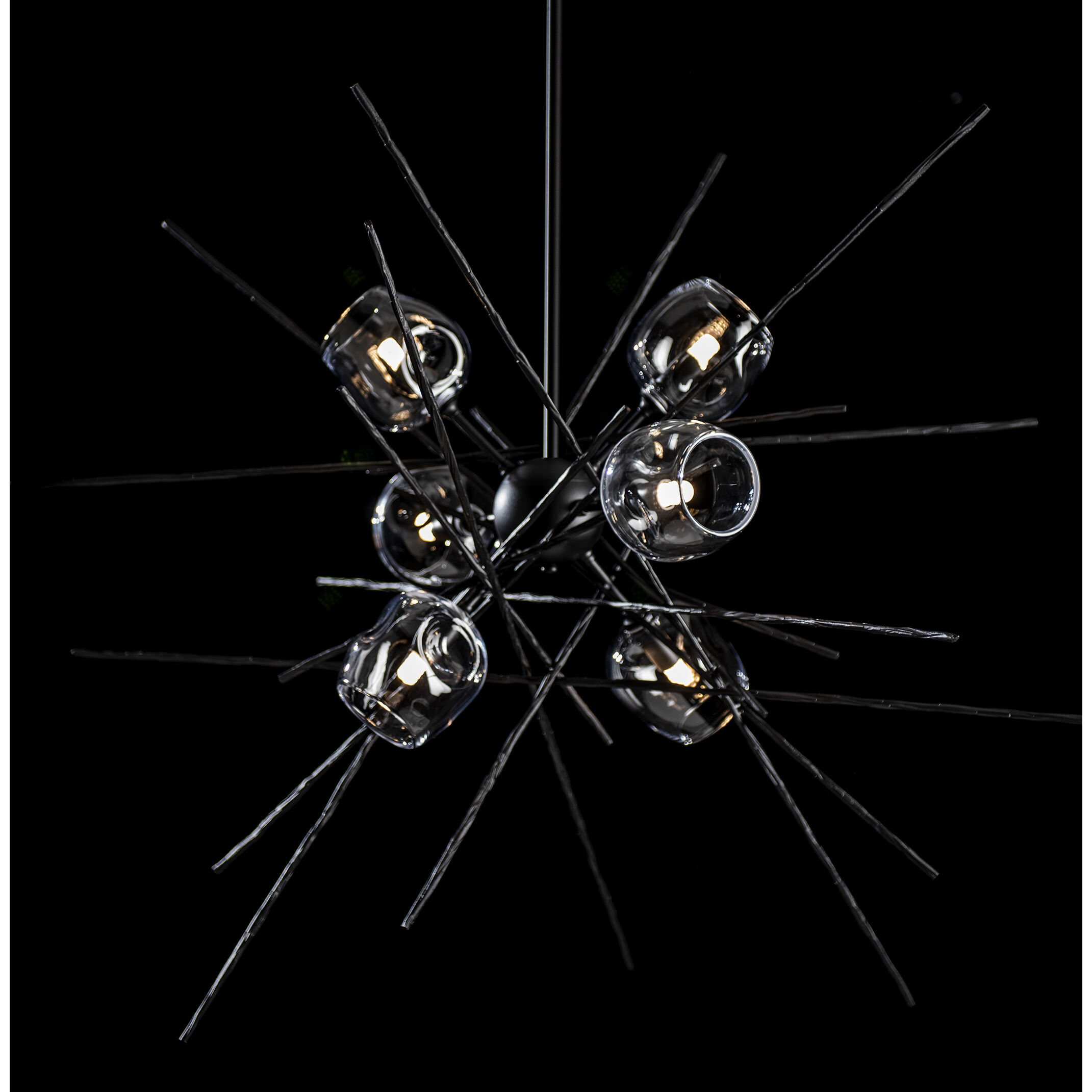 Griffin 6 Light 39.2 inch Black Pendant Ceiling Light in Clear
