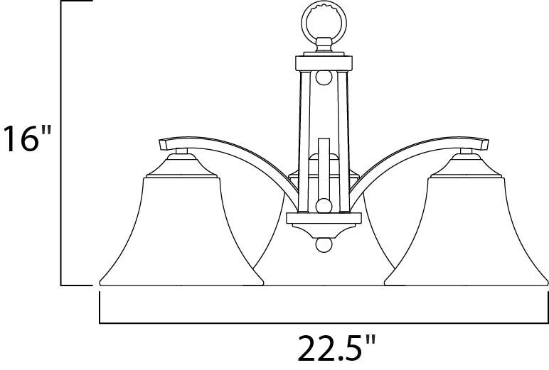 Aurora 3 Light 23 inch Oil Rubbed Bronze Down Light Chandelier Ceiling Light