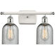 Ballston Caledonia 2 Light 16 inch White and Polished Chrome Bath Vanity Light Wall Light in Charcoal Glass, Ballston