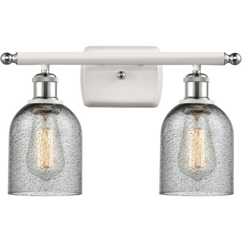 Ballston Caledonia 2 Light 16 inch White and Polished Chrome Bath Vanity Light Wall Light in Charcoal Glass, Ballston