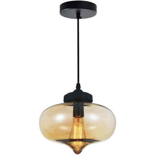 Glass 1 Light 11 inch Black Down Mini Pendant Ceiling Light