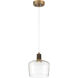 Port Nine LED 9 inch Antique Brushed Brass Pendant Ceiling Light in Clear