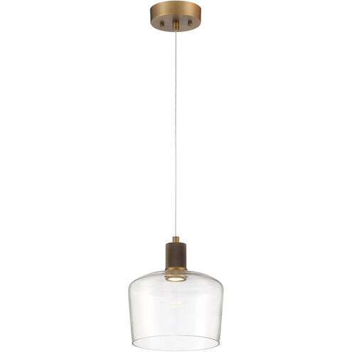 Port Nine LED 9 inch Antique Brushed Brass Pendant Ceiling Light in Clear