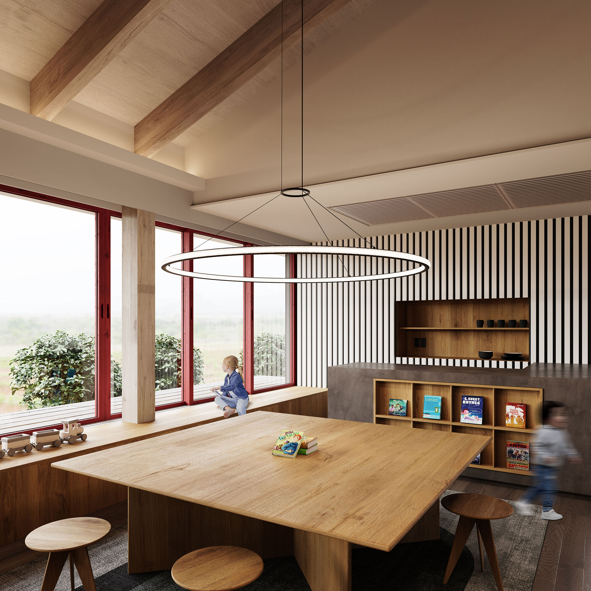 Luna LED 62 inch Satin Black Pendant Ceiling Light