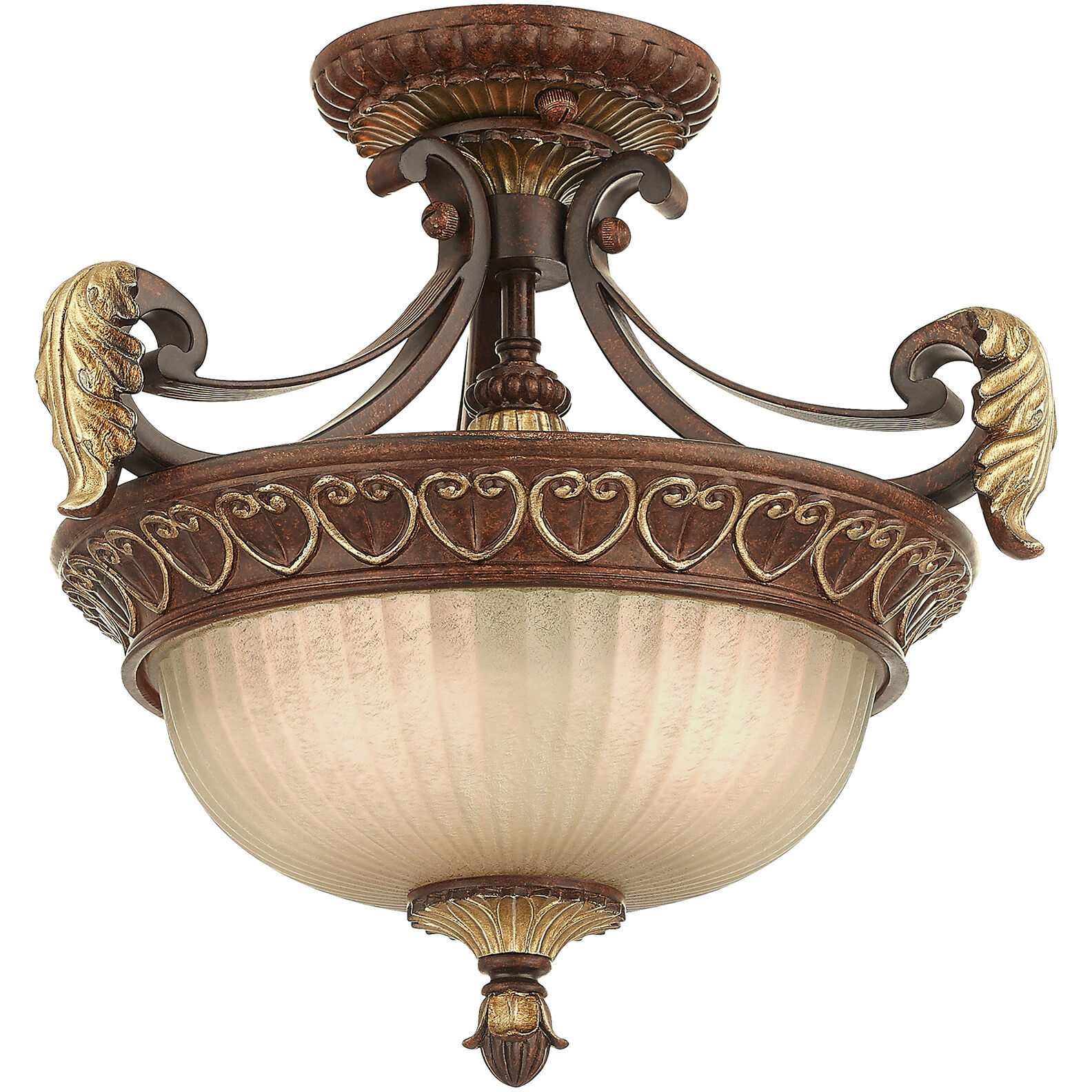 Villa Verona 2 Light 15 inch Verona Bronze with Aged Gold Leaf Accents Convertible Inverted Pendant/Ceiling Mount Ceiling Light