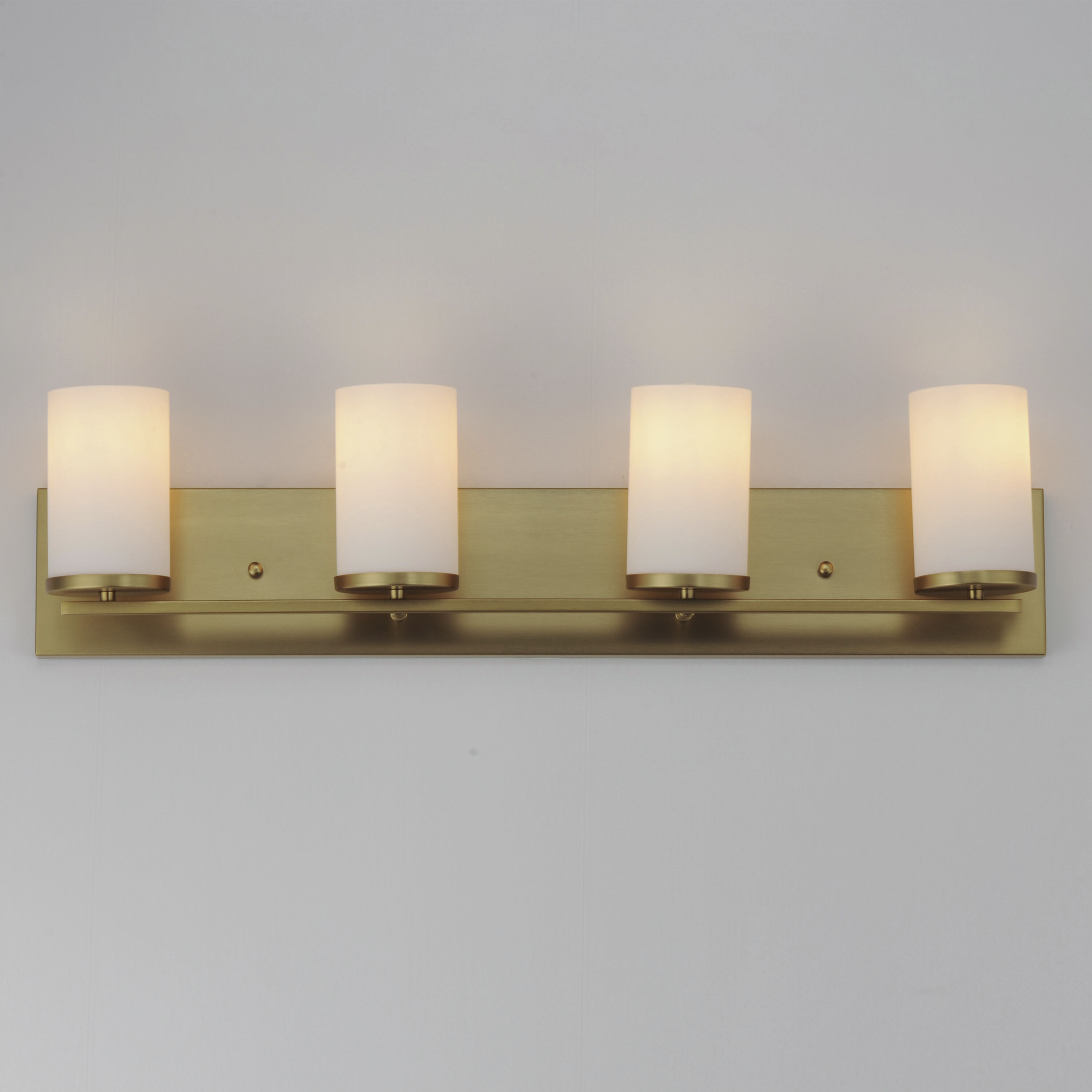Lateral 4 Light 30 inch Satin Brass Bath Vanity Wall Light in Satin White