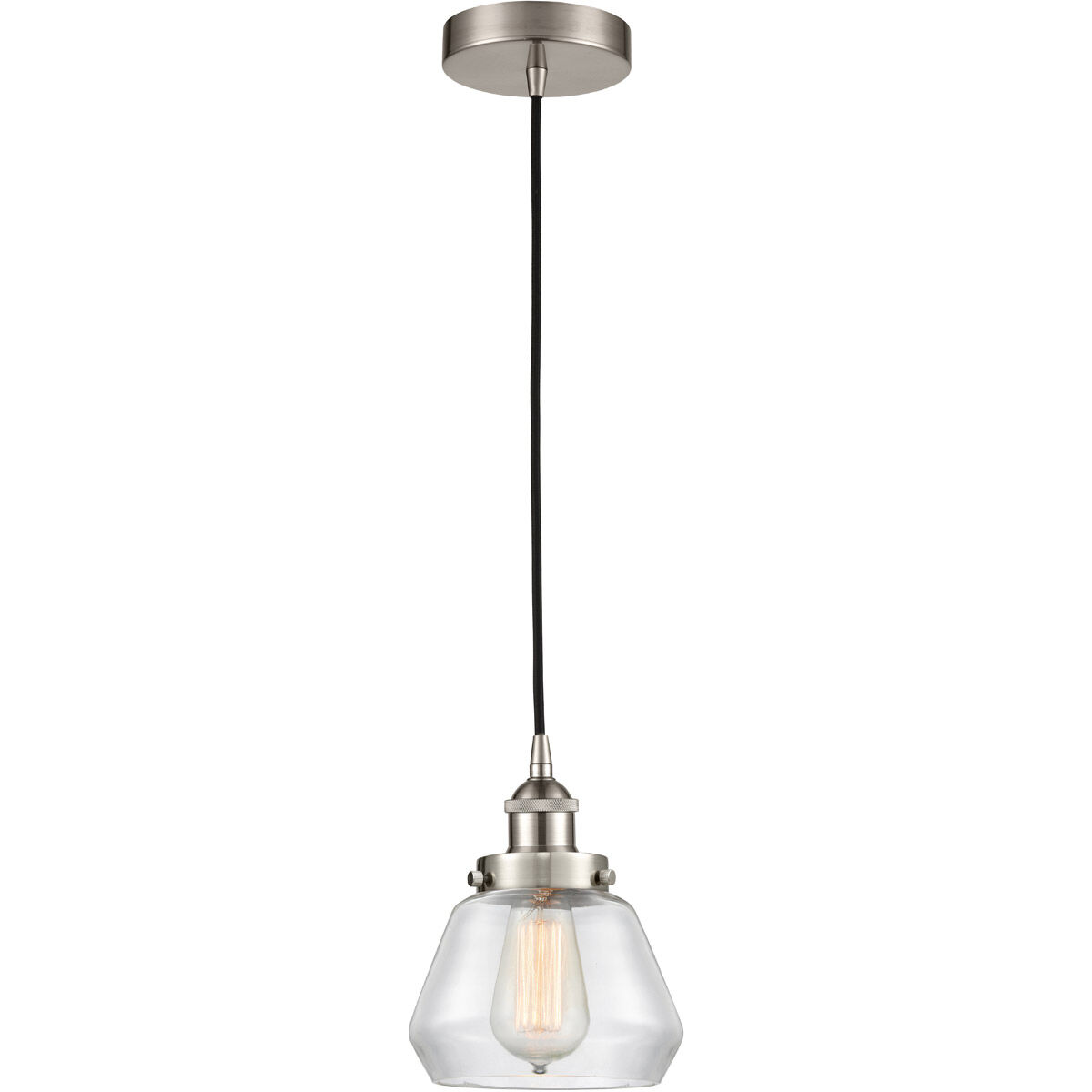 Edison Fulton LED 7 inch Brushed Satin Nickel Mini Pendant Ceiling Light