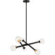 Matchstix 6 Light 25 inch Black Pendant Ceiling Light in Black and Clear