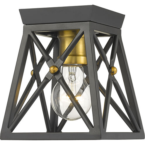Trestle 1 Light 6 inch Matte Black and Olde Brass Flush Mount Ceiling Light