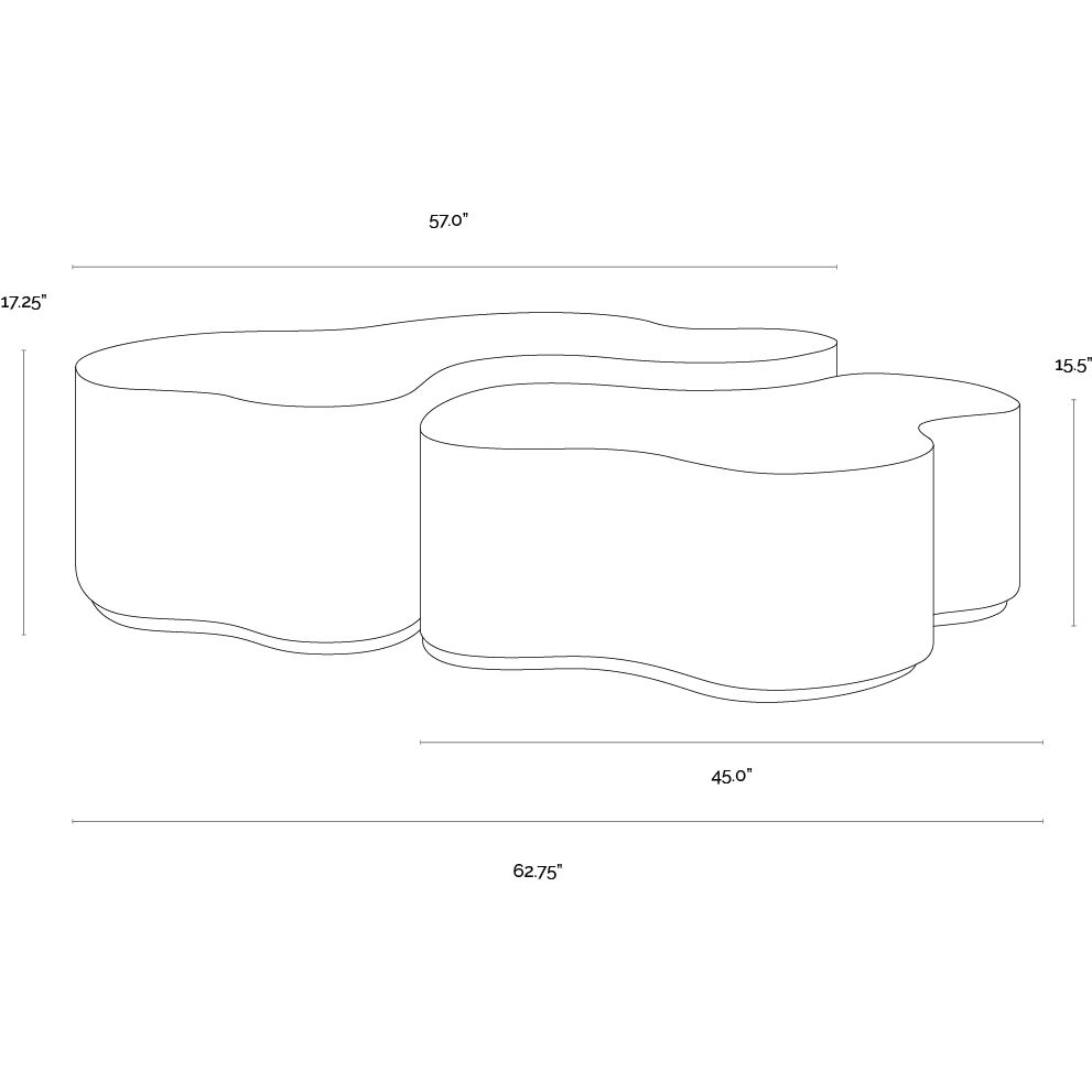Boise 61 X 54.25 inch Antique Brass / Antique Bronze Nesting Coffee Tables, Set Of 2