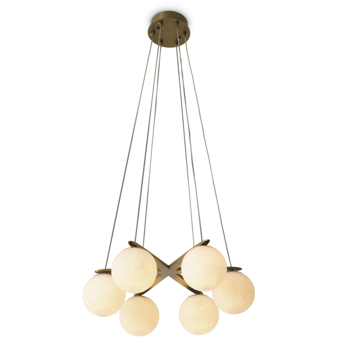 Morro 6 Light 23.62 inch Antique Brass with Alabaster Chandelier Ceiling Light