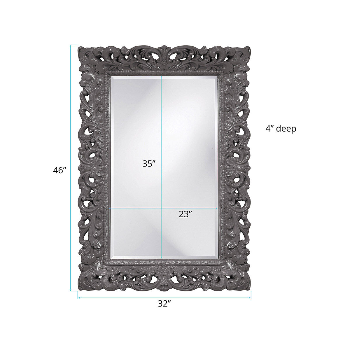 Barcelona 46 X 32 inch Glossy Charcoal Wall Mirror