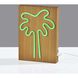 Wood Framed 9 inch 0.50 watt Natural Wood Grain on Plastic - Water Transfer Table/Wall Lamp Portable Light, Neon Palm Tree, Simplee Adesso