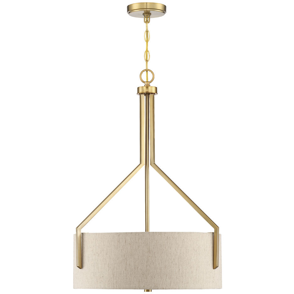 Elara 3 Light 20 inch Brushed Gold Pendant (Inverted) Ceiling Light