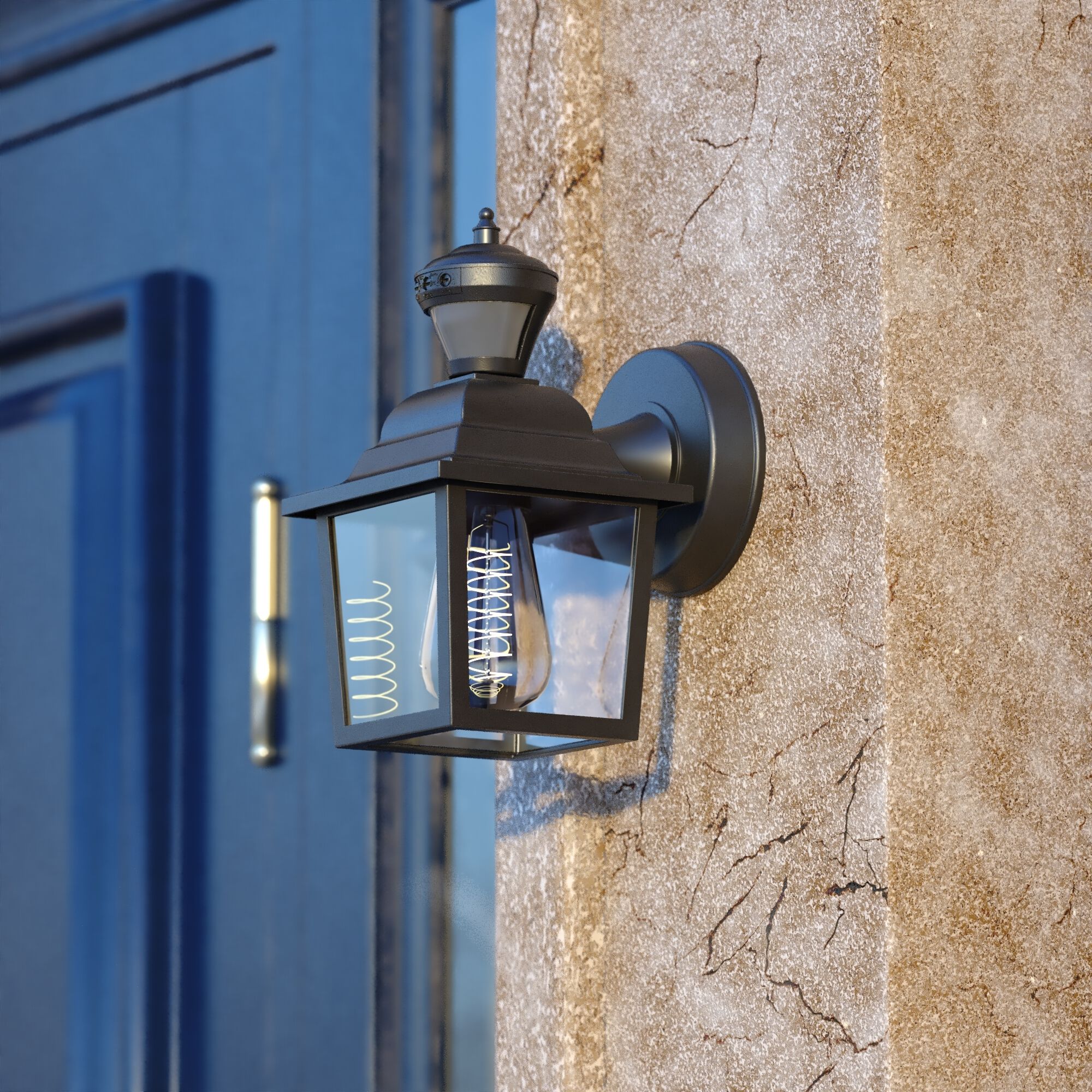 Bedford Textured Black Outdoor Motion Sensor