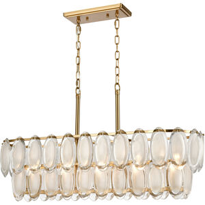 Curiosity 5 Light 32 inch White with Aged Brass Linear Chandelier Ceiling Light