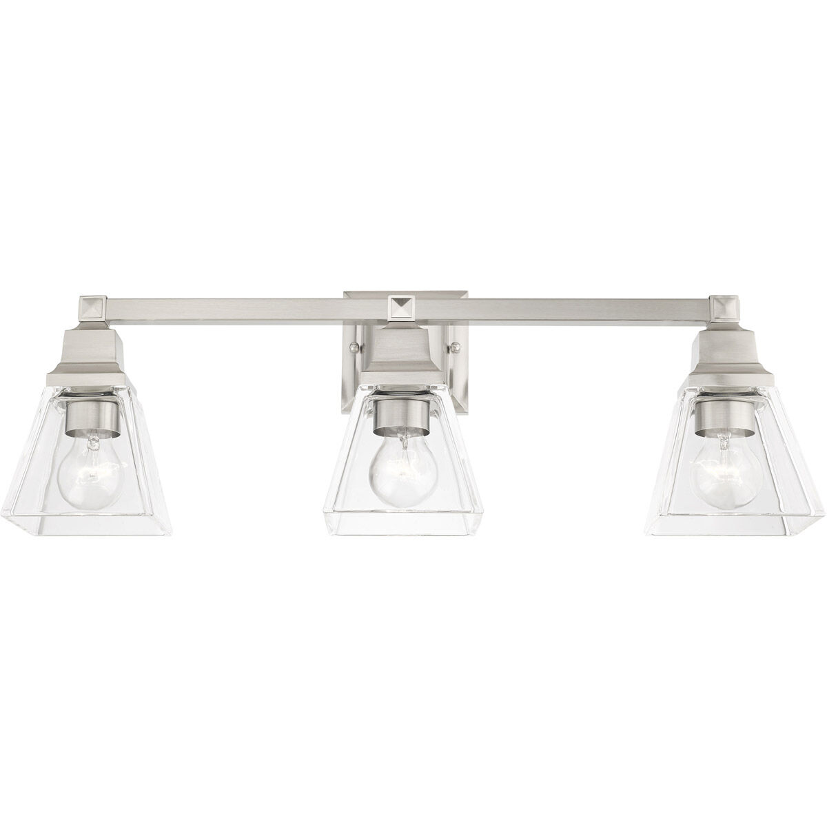 Mission 3 Light 25 inch Brushed Nickel Vanity Sconce Wall Light