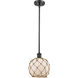Ballston Farmhouse Rope 1 Light 8 inch Matte Black Mini Pendant Ceiling Light in Bulb Not Included, White Glass with Brown Rope, Ballston
