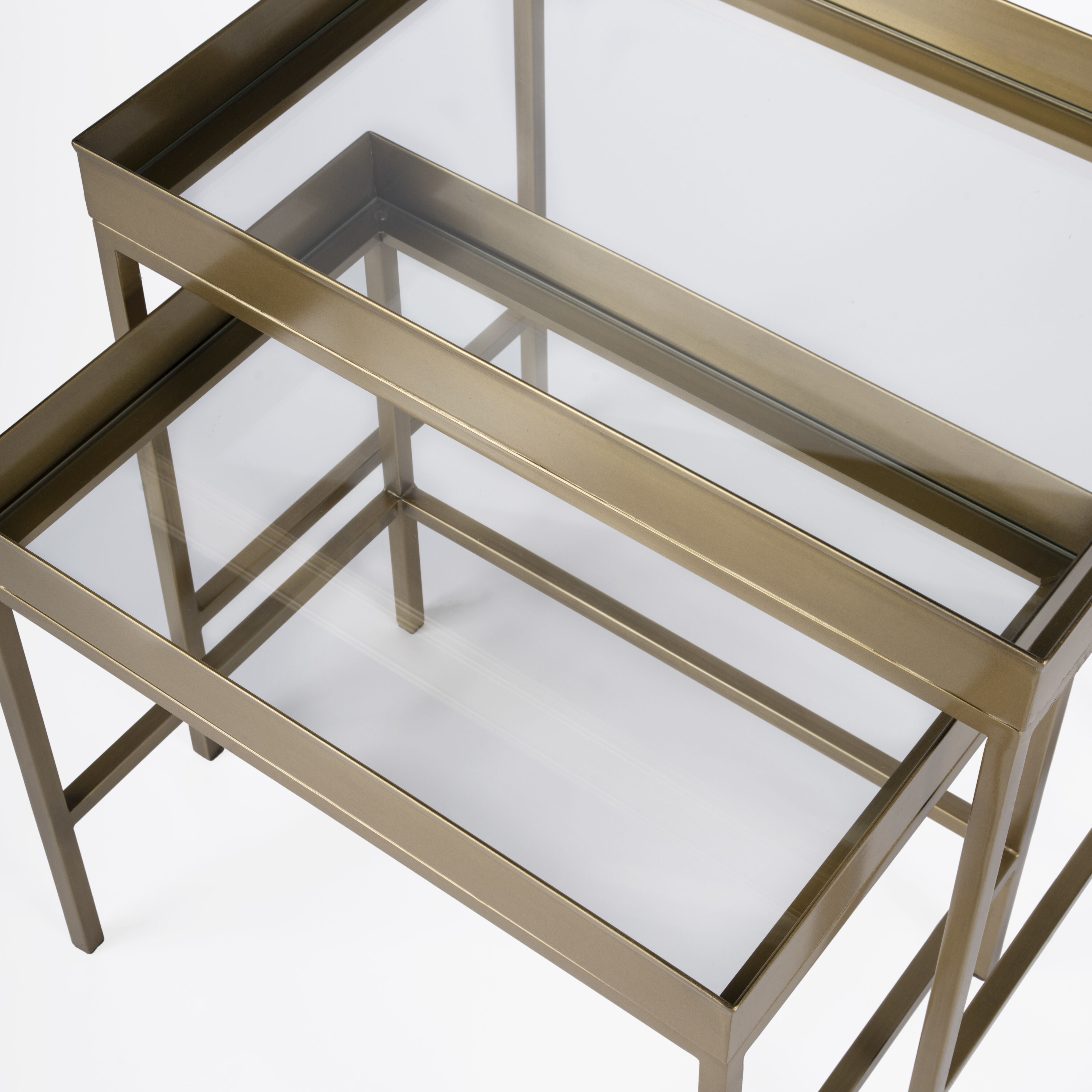 Lenny 2 Piece Glass Nesting Tables in Gold