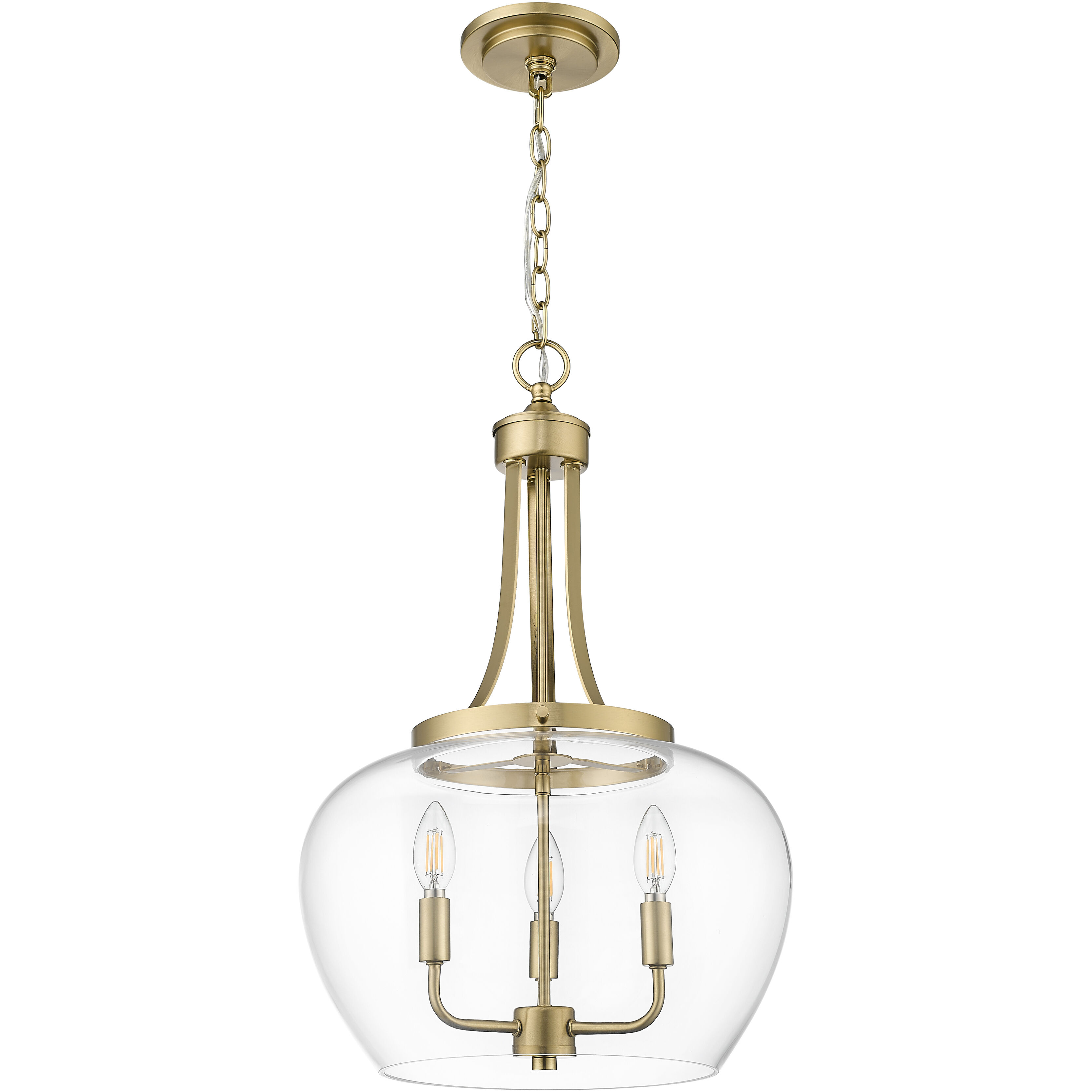 Joliet 3 Light 15.75 inch Burnished Brass Pendant Ceiling Light