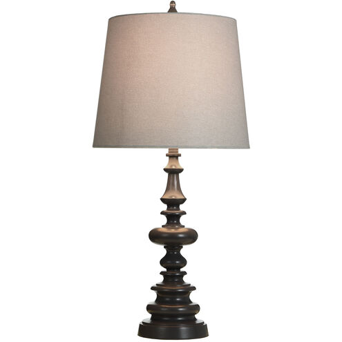 Cameron 34 inch 100 watt Dark Gray Table Lamp Portable Light in Off White Linen