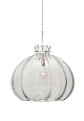 Pinta 1 Light Satin Nickel Pendant Ceiling Light in Clear Pinta Glass