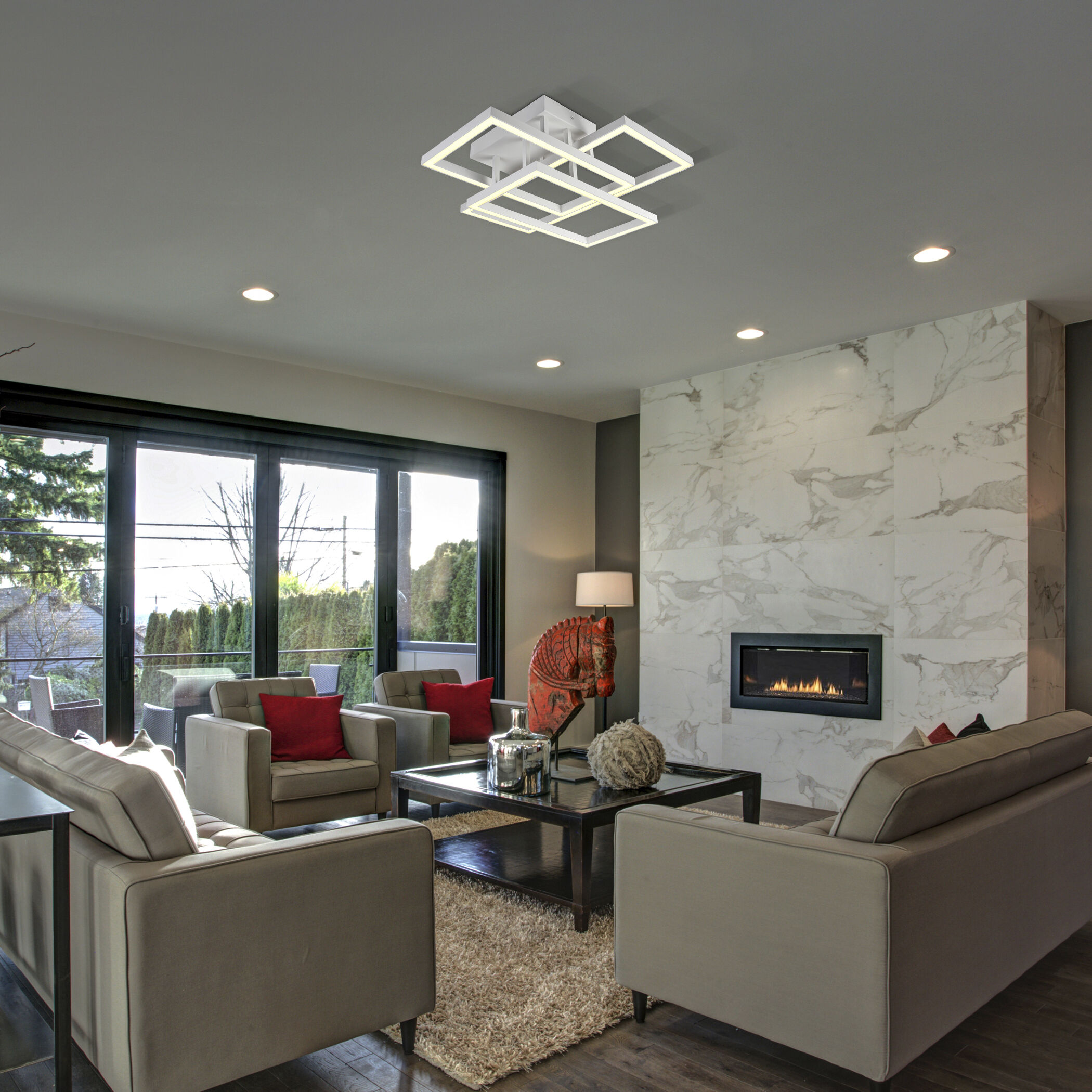 Radium 27.5 inch White Semi-Flush Ceiling Light