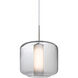 Niles 10 1 Light Satin Nickel Cord Pendant Ceiling Light in Clear/Opal Glass