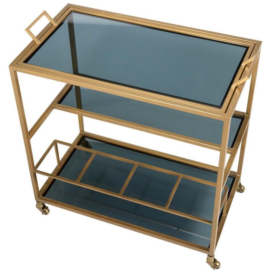 Jak 35 inch Antique Brass Bar Cart