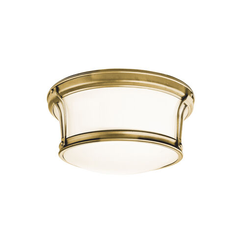 Newport 2 Light 10 inch Aged Brass Flush Mount Ceiling Light