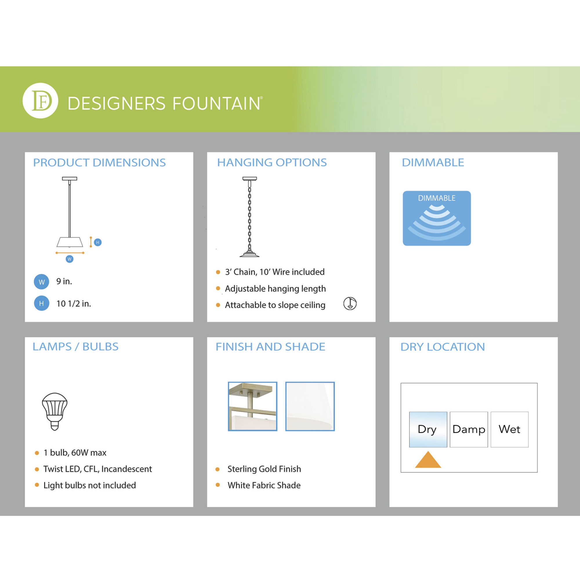 Chloie 1 Light 9 inch Sterling Gold Mini Pendant Ceiling Light