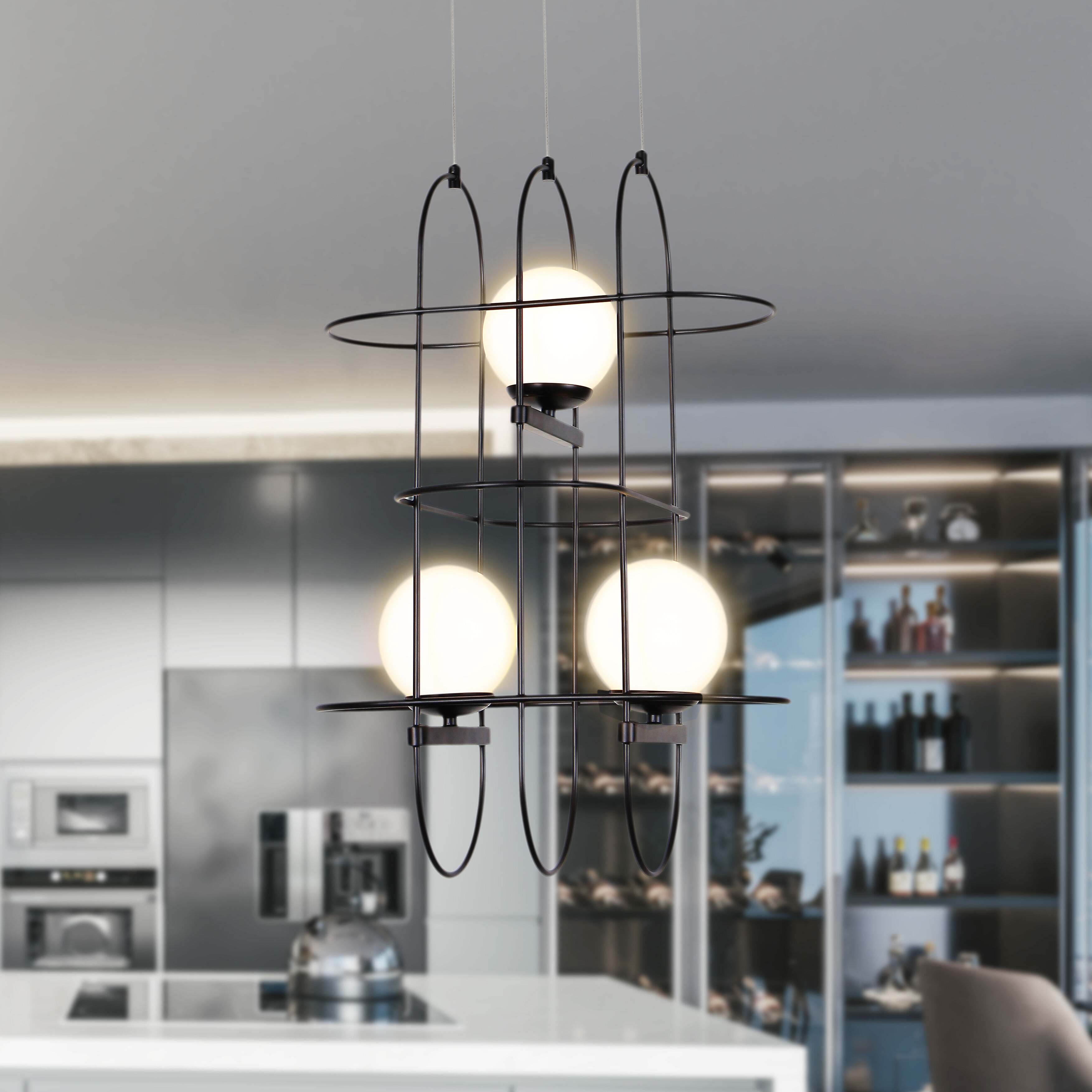 Artisan Collection/ LYRA Series 16 inch Black Chandelier Ceiling Light