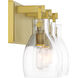 Tiberia 3 Light 22 inch Soft Brass Bath Light Wall Light