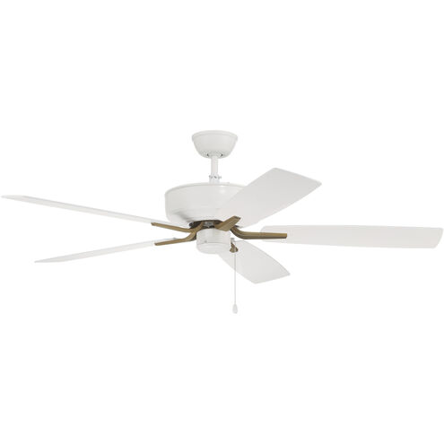 Pro Plus 52 inch White and Satin Brass with White/Washed Oak Blades Contractor Fan in White/Satin Brass