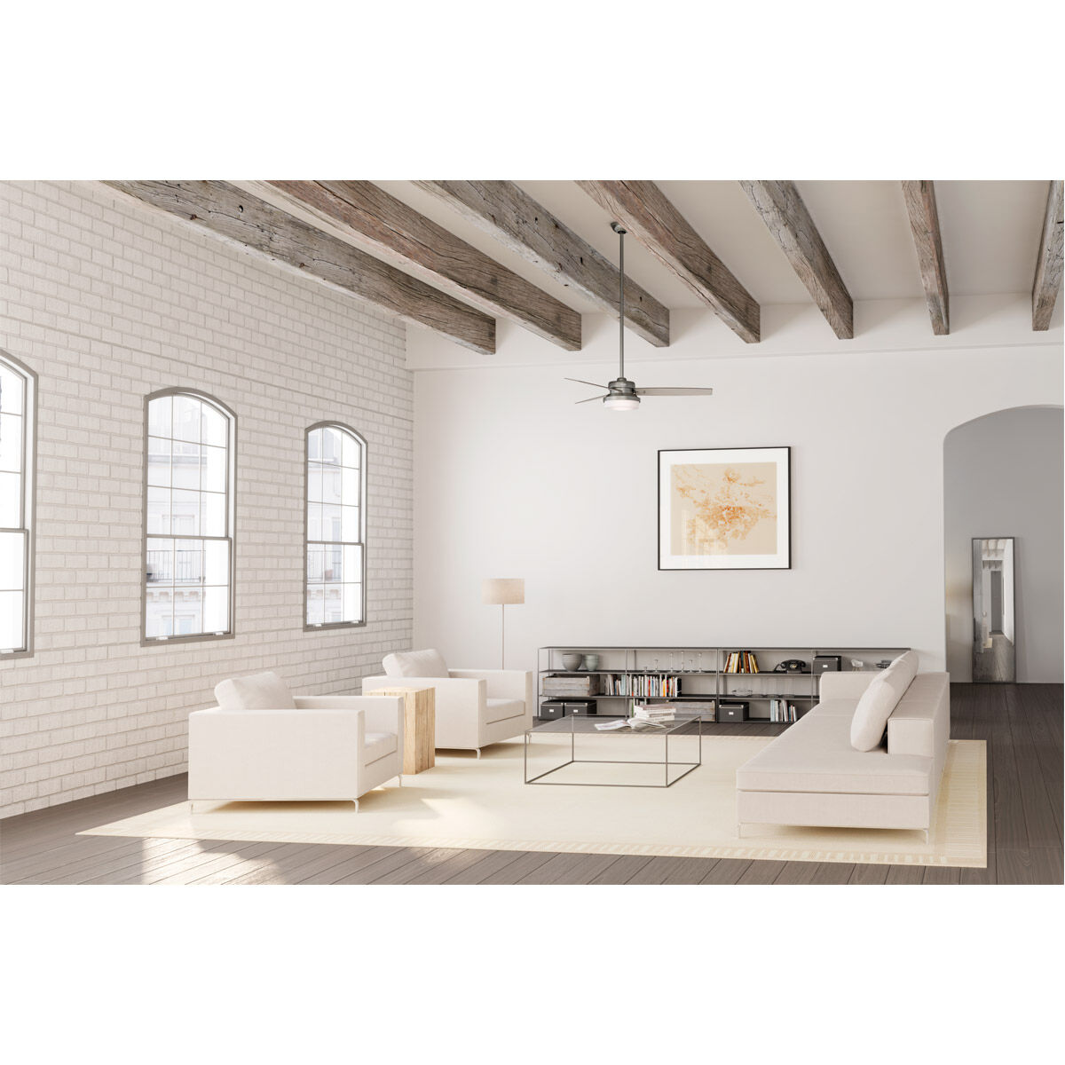 Sentinel 52 inch Brushed Slate with Light Gray Oak/Greyed Walnut Blades Ceiling Fan