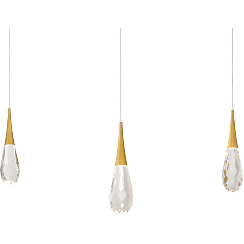 Beyond Hibiscus LED 5.5 inch Aged Brass Multi-Light Pendant Ceiling Light, Linear Canopy