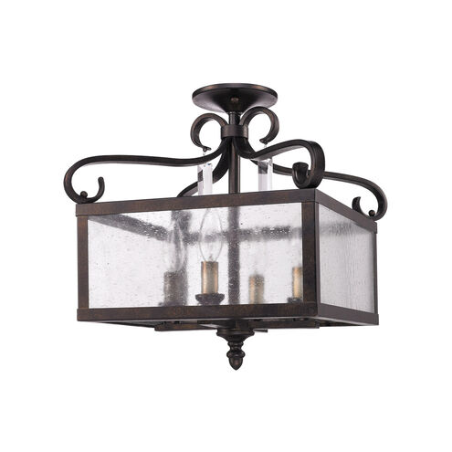 Valencia 4 Light 14 inch Fired Bronze Semi-flush Ceiling Light, Convertible