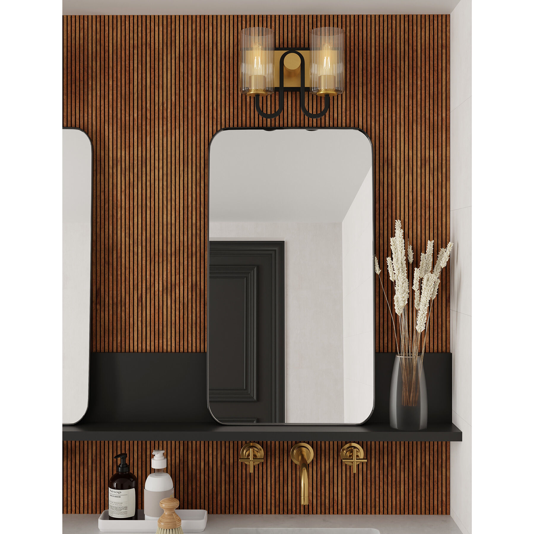 Orla 2 Light 12 inch Legacy Brass and Dark Matte Black Vanity Light Wall Light