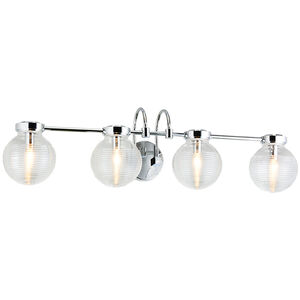 Ridge 4 Light 32 inch Chrome Wall Sconce Wall Light in Chrome and Clear