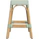 Robias Rectangular Rattan 24.5" Counter Stool in White and Green Dot