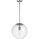 Leo - Hanging Globe 1 Light 14 inch Satin Aluminum Pendant Ceiling Light