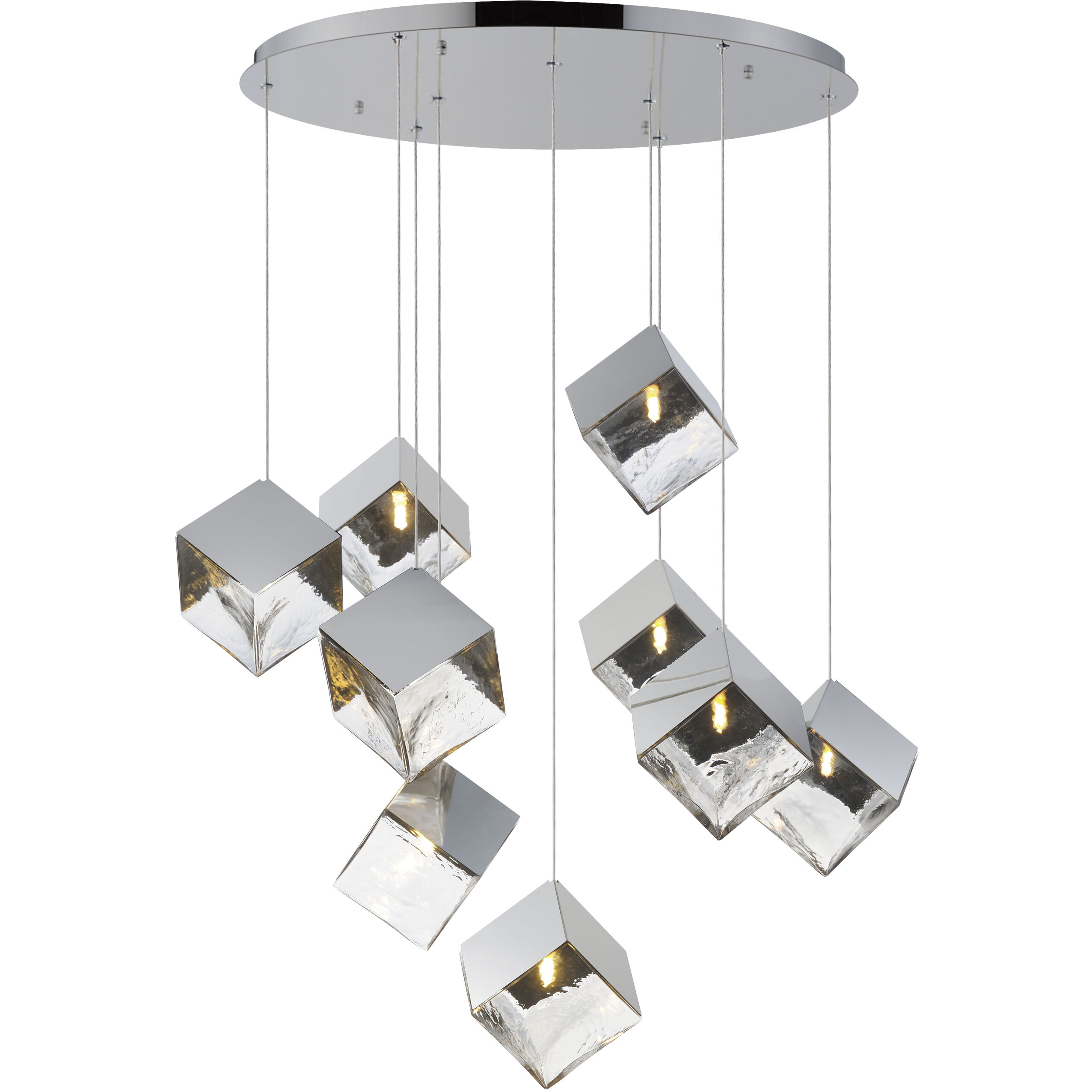 Ice Cube LED 33.5 inch Polished Chrome Multi Light Pendant Ceiling Light