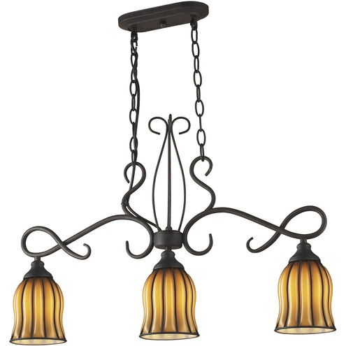 Phoenix 3 Light 29 inch Dark Rust Linear Chandelier Ceiling Light