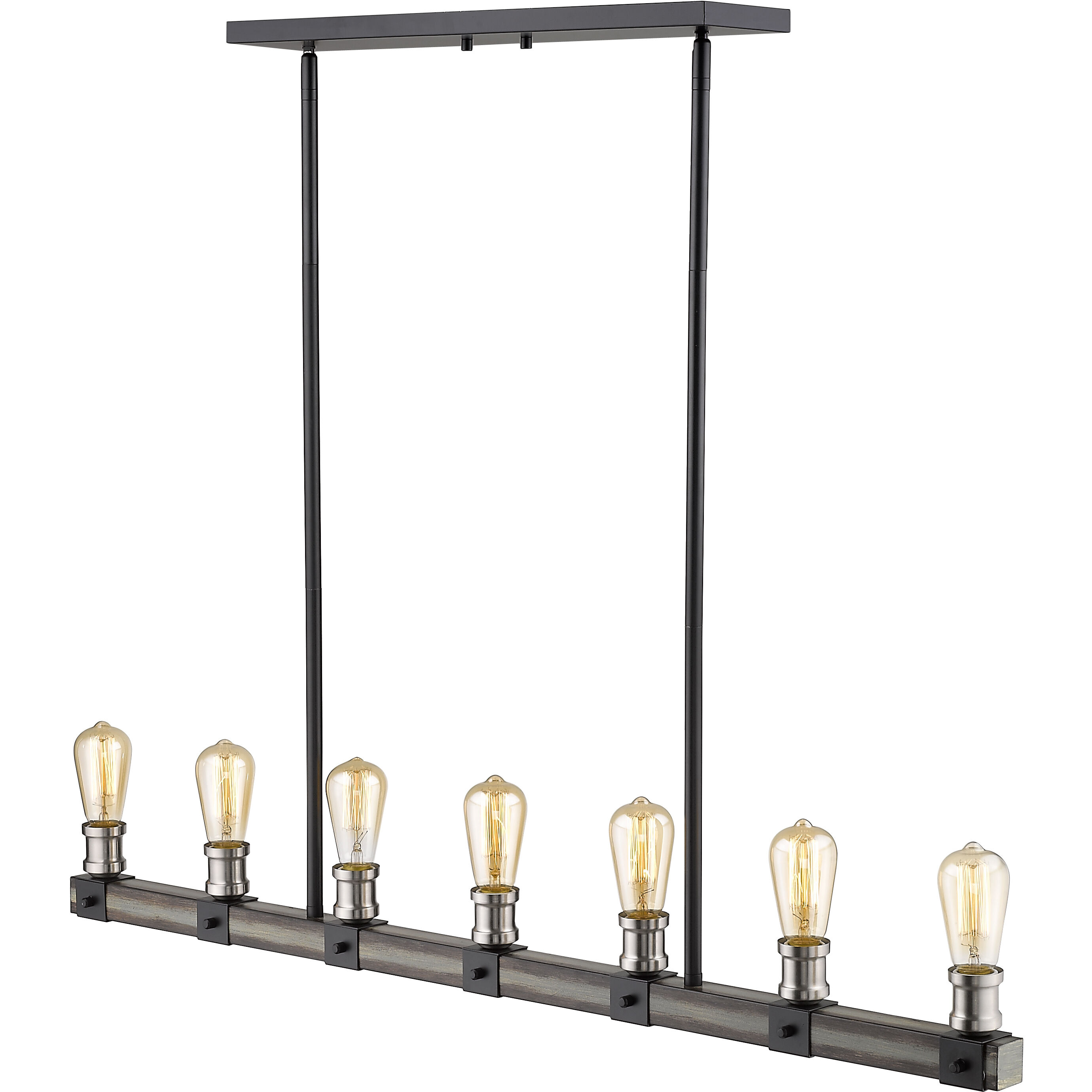 Kirkland 7 Light 44 inch Ashen Barnboard Linear Chandelier Ceiling Light