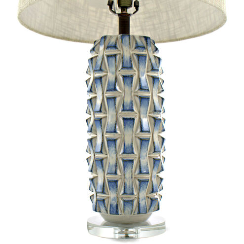 Kelly 30.5 inch Blue and White Ceramic / Burnished Bronze Table Lamp Portable Light