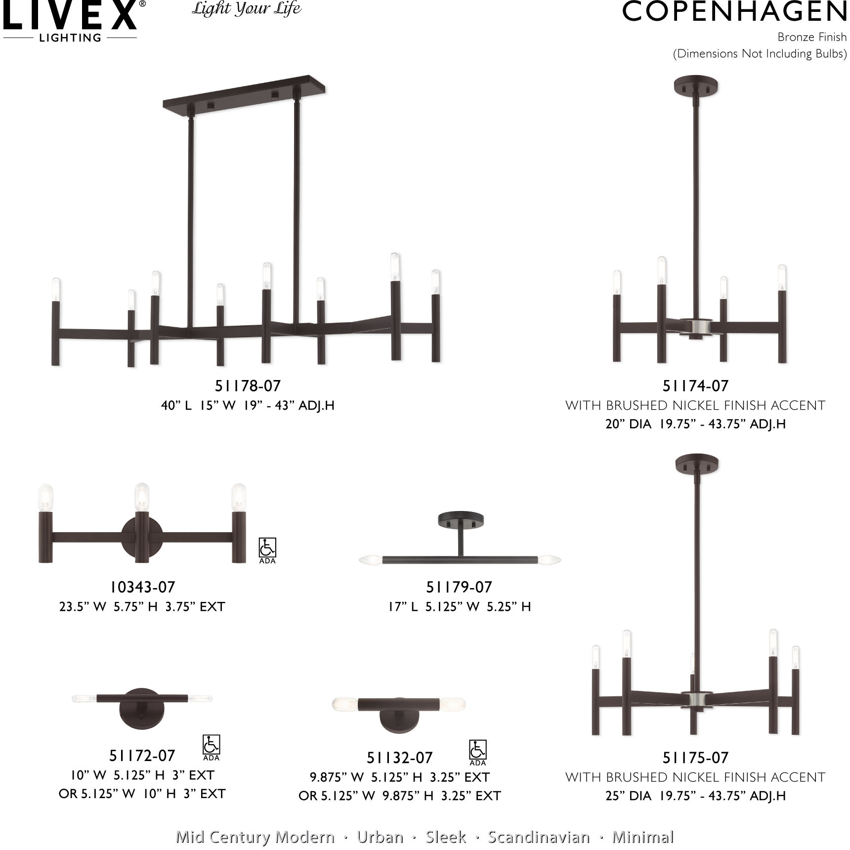 Copenhagen 2 Light 5.13 inch Bronze Semi-Flush Ceiling Light
